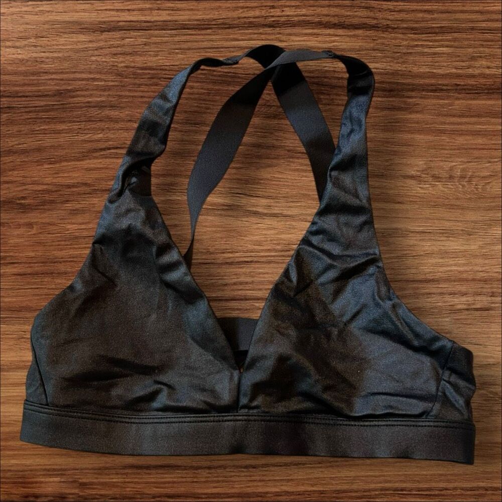 Victoria’s Secret Black Satin Strappy Cross Back Bralette Size XS